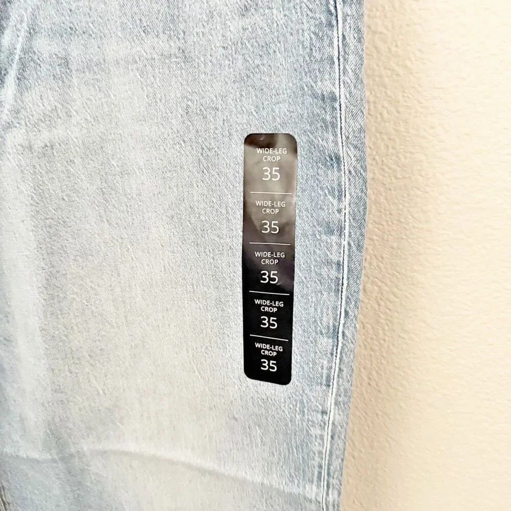 J. CREW | NWT Light Wash Wide Leg Crop Jean Stretch High Rise | Size 35, (20) - Picture 5 of 9